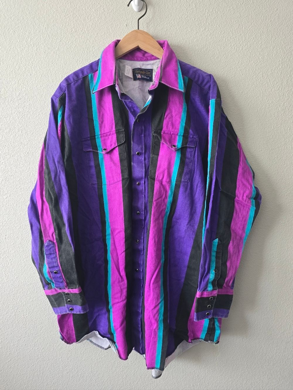 Panhandle Slim Western Shirt Vintage 80's / 90's Men's 18-35 Purple Pink Striped